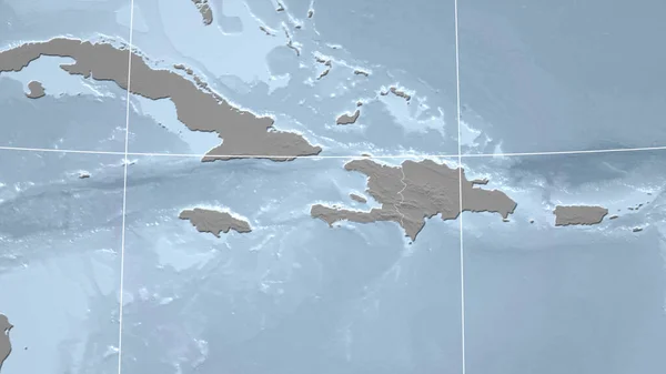 Haití Barrio Perspectiva Distante Con Contorno Del País Mapa Elevación — Foto de Stock
