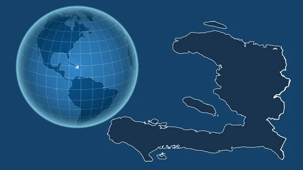 Haiti Globo Con Forma Del Paese Mappa Ingrandita Con Suo — Foto Stock