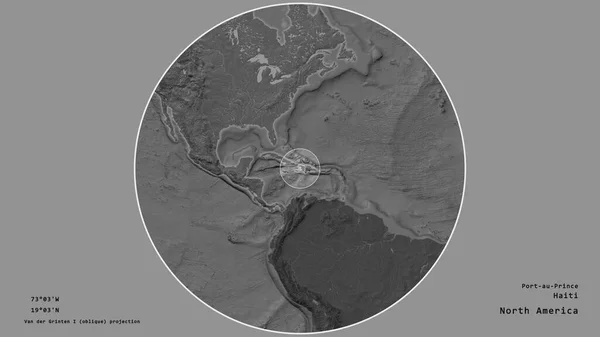 Zona Haití Marcada Con Círculo Mapa Gran Escala Del Continente — Foto de Stock