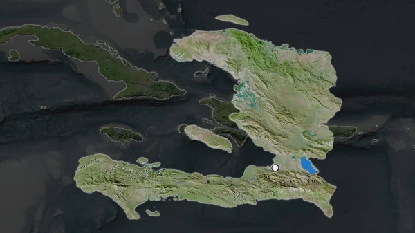 Mahallesinin Doyumsuz Haritasında Sermaye Noktası Olan Haiti Nin Vurgulanmış Bölgesi — Stok fotoğraf
