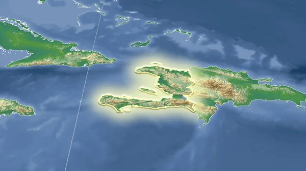Haiti Seu Bairro Perspectiva Oblíqua Distante Forma Brilhou Cor Mapa — Fotografia de Stock