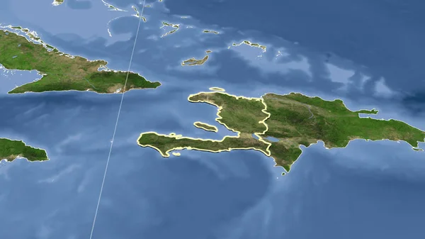 Haiti Jego Okolice Daleka Perspektywa Ukośna Zarysowany Kształt Obrazy Satelitarne — Zdjęcie stockowe