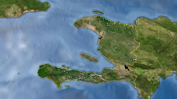 Haiti Ana Hatlarıyla Yüksek Çözünürlüklü Uydu Görüntüsü — Stok fotoğraf