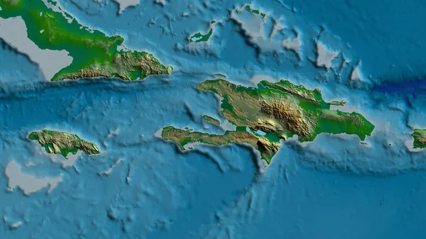 Haiti Zoomed Neighborhood Main Physical Landscape Features Rendering — Stock Photo, Image