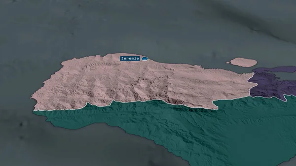Гранд Анс Департамент Гаити Увеличен Выделен Капиталом Цветная Карта Административного — стоковое фото