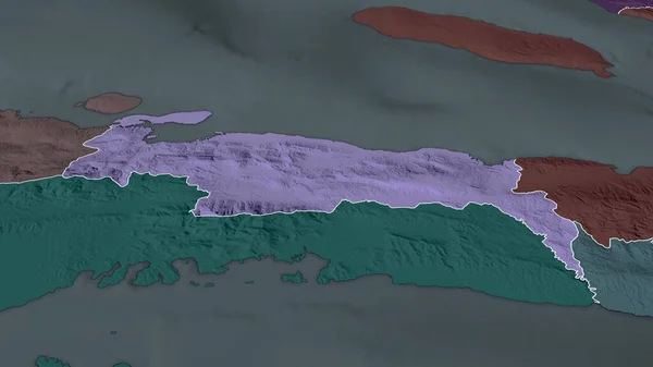 Nippes Departament Haiti Powiększył Podkreślił Kolorowa Wyboista Mapa Podziału Administracyjnego — Zdjęcie stockowe