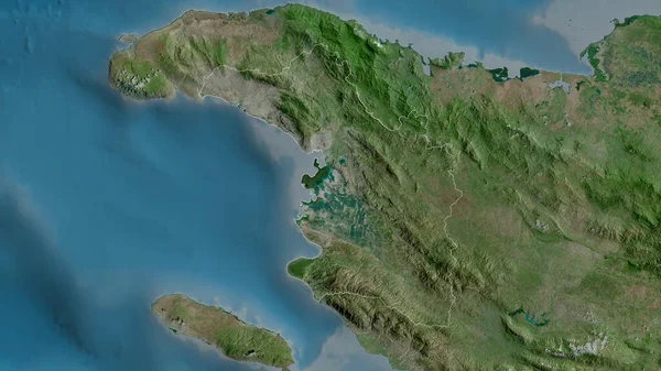 ハイチのアルティボナイトだ 衛星画像 形状は その国の領域に対して概説 3Dレンダリング — ストック写真