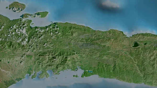 ハイチの学科 衛星画像 形状は その国の領域に対して概説 3Dレンダリング — ストック写真