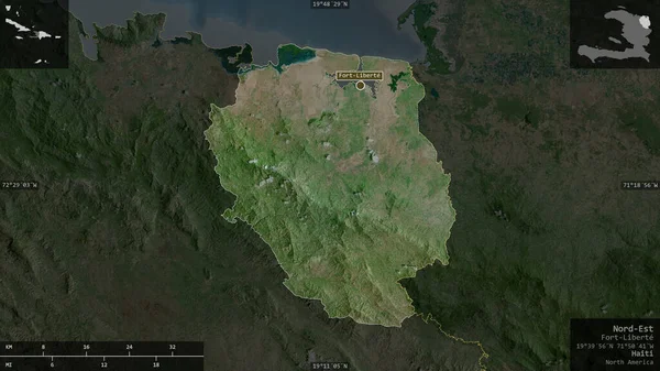 Nord Est Departement Haïti Satellietbeelden Vorm Gepresenteerd Tegen Zijn Landelijk — Stockfoto