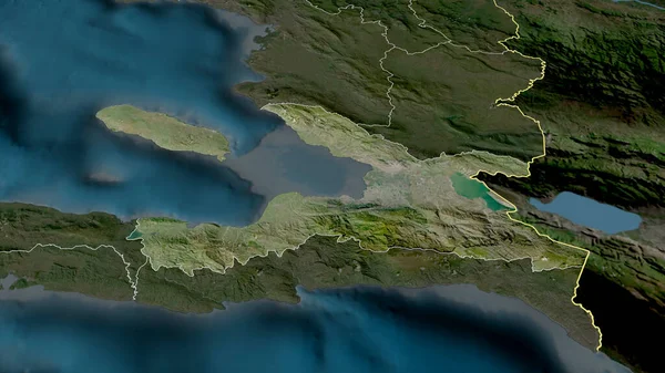 Haiti Departmanı Yakınlaştırıldı Altı Çizildi Uydu Görüntüleri Görüntüleme — Stok fotoğraf