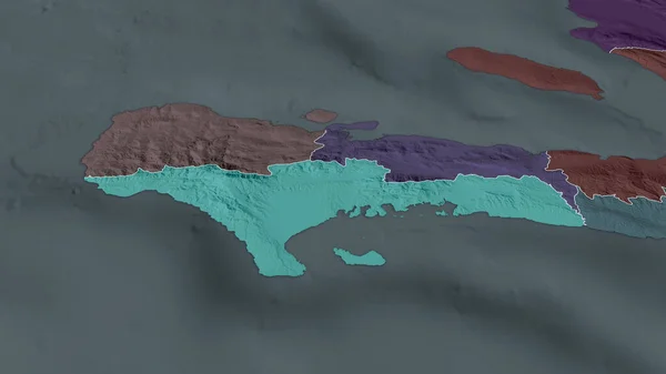 Sud Departament Haiti Powiększył Podkreślił Kolorowa Wyboista Mapa Podziału Administracyjnego — Zdjęcie stockowe