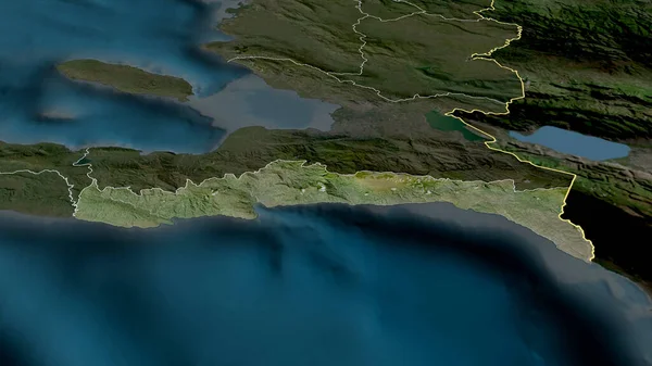 Sud Est Abteilung Von Haiti Vergrößert Und Hervorgehoben Satellitenbilder Rendering — Stockfoto