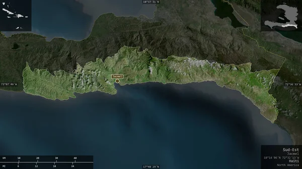 Sud Est Département Haïti Imagerie Satellite Forme Présentée Contre Zone — Photo