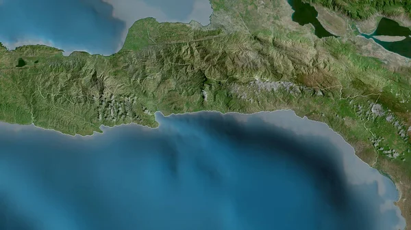 Sud Est Departement Haiti Satellitenbilder Umrissen Gegen Das Land Rendering — Stockfoto
