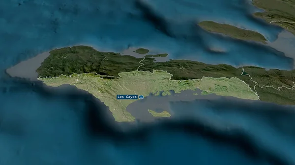 Sud Departementet Haiti Zoomas Och Markeras Med Kapital Satellitbilder Rendering — Stockfoto