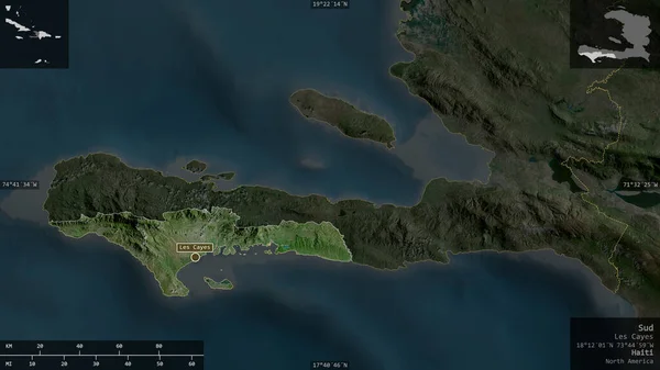 Sud Från Haiti Satellitbilder Form Presenteras Mot Sitt Land Område — Stockfoto
