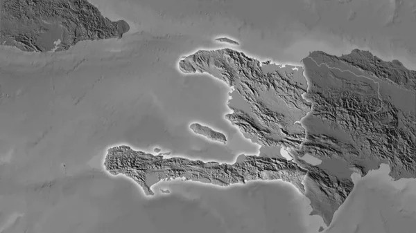 立体予測の二階の標高マップ上のハイチエリア 光輝く輪郭を持つラスター層の生の組成 — ストック写真