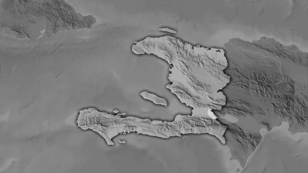 Area Haiti Sulla Mappa Dell Elevazione Scala Grigi Nella Proiezione — Foto Stock