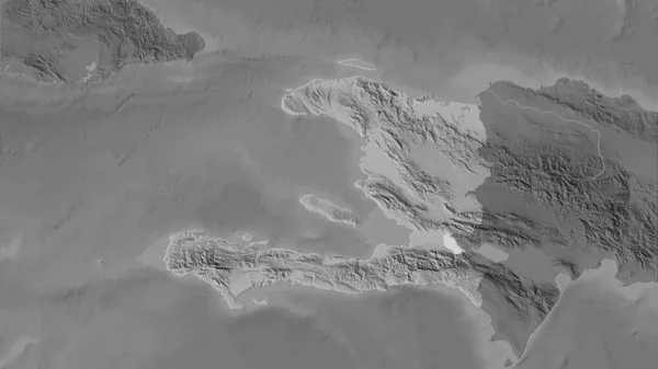 Powierzchnia Haiti Mapie Elewacji Skali Szarości Projekcji Stereograficznej Surowa Kompozycja — Zdjęcie stockowe