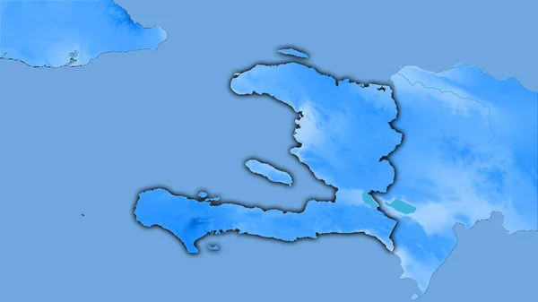 立体投影中的年降水量图上的海地地区 暗光轮廓光栅层的原始成分 — 图库照片