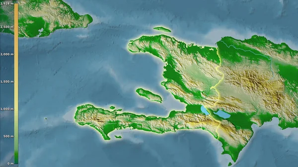 Physikalische Karte Innerhalb Des Haiti Gebiets Der Stereographischen Projektion Mit — Stockfoto