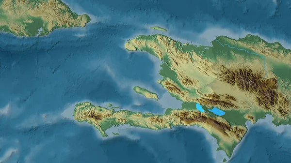 Obszar Haiti Topograficznej Mapie Pomocy Projekcji Stereograficznej Surowa Kompozycja Warstw — Zdjęcie stockowe