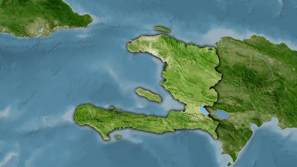 Haiti Gebiet Auf Der Satelliten Karte Der Stereographischen Projektion Rohzusammensetzung — Stockfoto