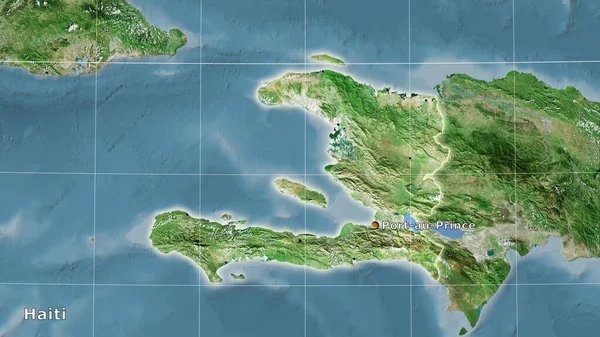 Haïti Zone Sur Carte Satellite Dans Projection Stéréographique Composition Principale — Photo