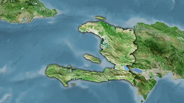 Haiti Gebiet Auf Der Satelliten Karte Der Stereographischen Projektion Rohzusammensetzung — Stockfoto