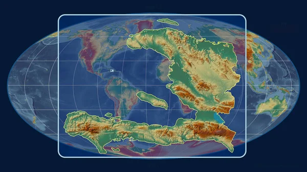 Vista Ampliada Del Esquema Haití Con Líneas Perspectiva Contra Mapa — Foto de Stock