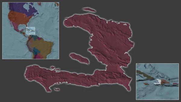 Крупный План Гаити Расположение Регионе Центре Крупномасштабной Карты Мира Цветная — стоковое фото