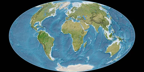 Světová Mapa Hammer Šikmé Projekci Středem Východní Délky Satelitní Snímky — Stock fotografie
