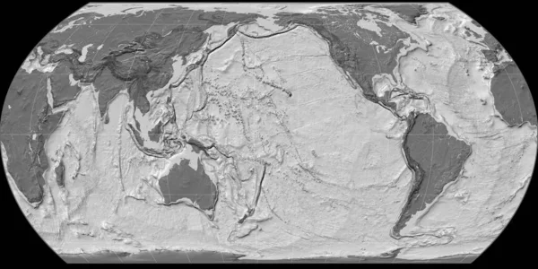 Mapa Świata Projekcji Hatano Skupiona 170 Zachodniej Długości Geograficznej Dwupoziomowa — Zdjęcie stockowe