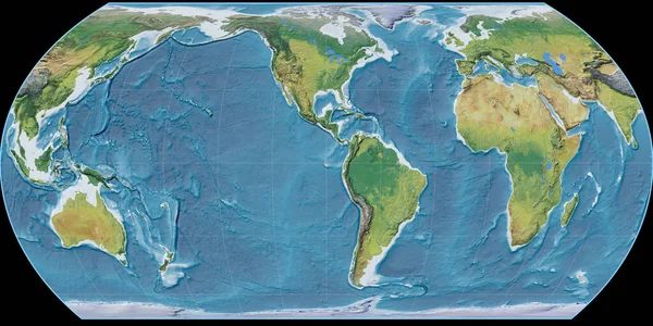 Mapa Del Mundo Proyección Hatano Centrado Longitud Oeste Características Principales — Foto de Stock