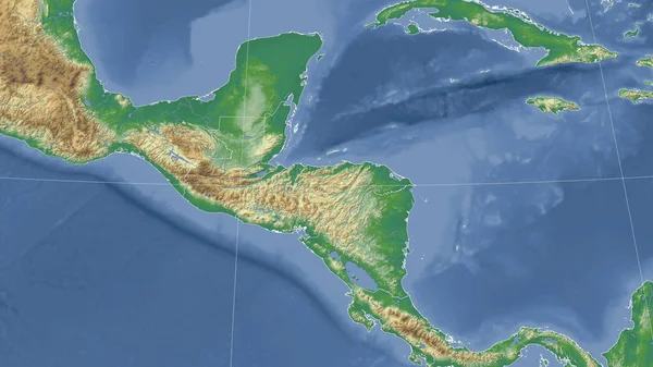 Honduras Jego Okolica Daleka Perspektywa Skośna Brak Konturu Kolor Mapa — Zdjęcie stockowe