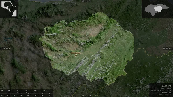 Olancho Departamento Honduras Imágenes Satélite Forma Presentada Contra Área País — Foto de Stock