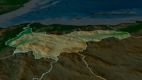 ホンジュラス省が拡大 強調しました 主な物理的な風景機能 3Dレンダリング — ストック写真