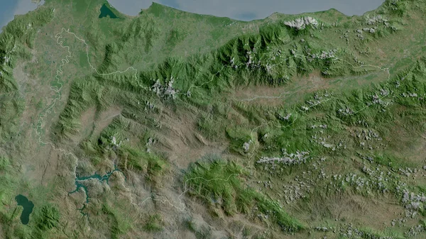 Yoro 洪都拉斯省 卫星图像 形状与它的国家相对应 3D渲染 — 图库照片