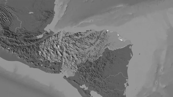 Zone Honduras Sur Carte Altitude Bilevel Dans Projection Stéréographique Composition — Photo