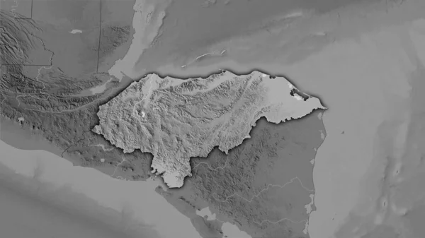Obszar Hondurasu Mapie Elewacji Skali Szarości Projekcji Stereograficznej Surowa Kompozycja — Zdjęcie stockowe