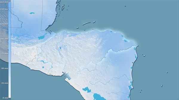 온두라스 지역에서는 강수량 떨어지는 달이었다 스테레오 화면에는 전설적 내용이 — 스톡 사진