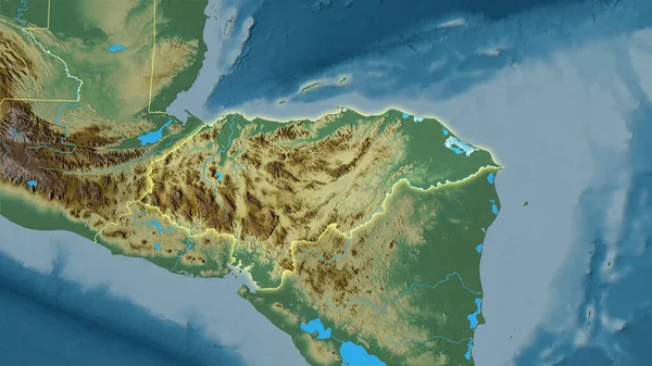 Obszar Hondurasu Topograficznej Mapie Reliefu Projekcji Stereograficznej Surowa Kompozycja Warstw — Zdjęcie stockowe