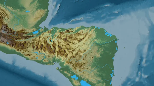 ステレオグラフ投影における地形救済マップ上のホンジュラス地域 ラスター層の生の組成 — ストック写真