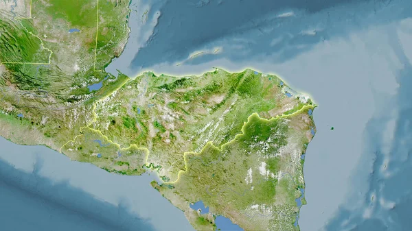 Honduras Plocha Satelitu Mapa Stereografické Projekci Hrubé Složení Rastrových Vrstev — Stock fotografie