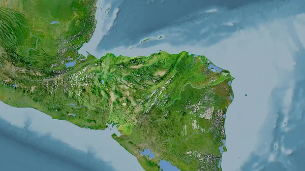 卫星C地图上的洪都拉斯地区立体投影 光栅层的原始成分 — 图库照片
