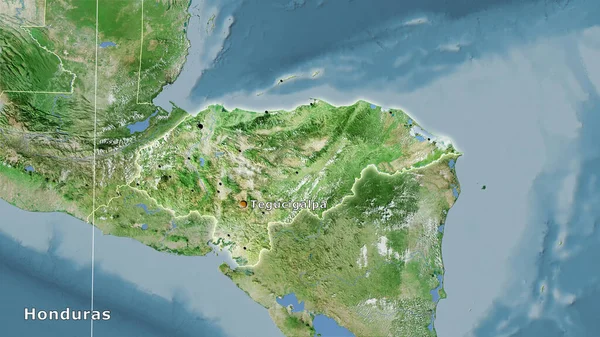 Área Honduras Satélite Mapa Proyección Estereográfica Composición Principal —  Fotos de Stock