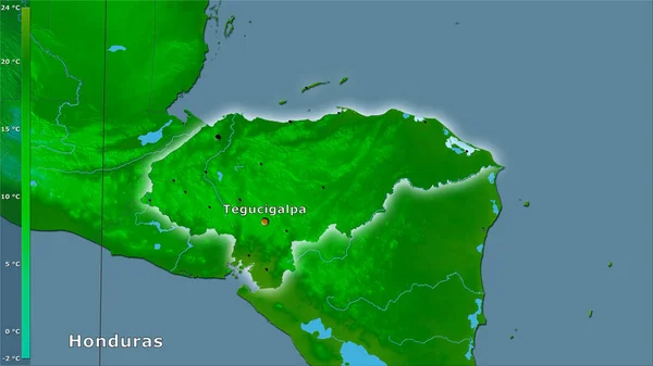 Température Minimale Mois Froid Dans Région Honduras Dans Projection Stéréographique — Photo