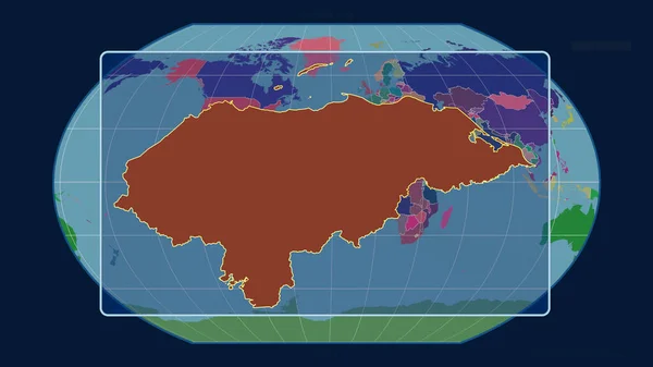 Přiblížený Pohled Honduras Perspektivními Liniemi Proti Globální Mapě Projekci Kavrayskiy — Stock fotografie