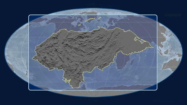 Zoomed Vista Honduras Contorno Con Linee Prospettiche Contro Una Mappa — Foto Stock