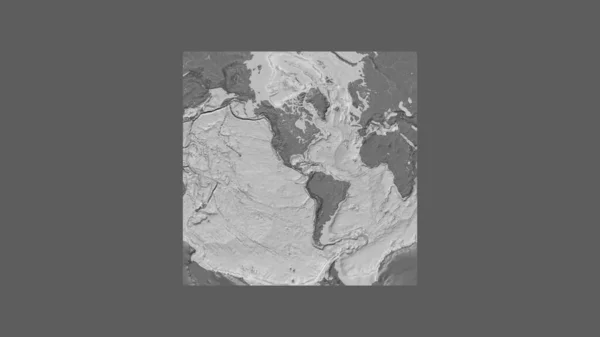 Kwadratowa Rama Mapy Świata Dużą Skalę Ukośnej Projekcji Van Der — Zdjęcie stockowe
